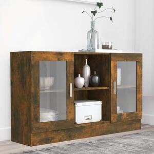 Ebru Wooden Display Cabinet With 2 Doors In Smoked Oak