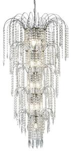 Waterfall 13 Lights Crystal Tier Pendant Light In Chrome