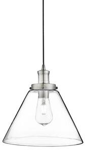 Pyramid 1 Light Glass Shade Pendant Light In Satin Silver