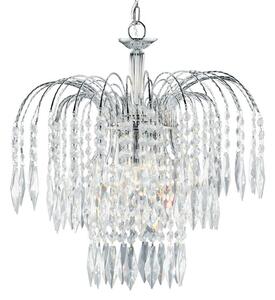 Waterfall 3 Lights Crystal Pendant Light In Chrome