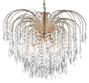 Waterfall 5 Lights Crystal Pendant Light In Gold