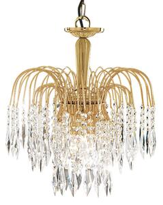 Waterfall 3 Lights Crystal Pendant Light In Gold