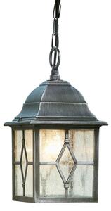 Genoa Outdoor Glass Pendant Light With Black Silver Frame