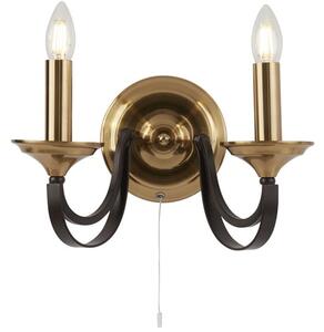 Belfry 2 Lights Wall Light In Dark Bronze And Brass