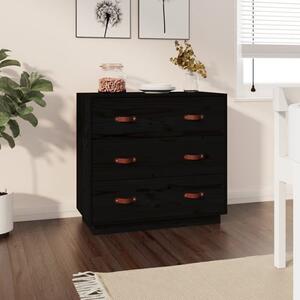 Belint Solid Pine Wood Chest Of 3 Drawers In Black