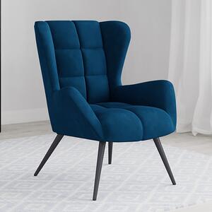 Dalia Velvet Accent Chair With Black Legs In Blue