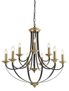 Belfry 9 Lights Pendant Light In Dark Bronze And Brass