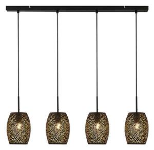 Laser 4 Lights Bar Cut Metal Ceiling Pendant Light In Black