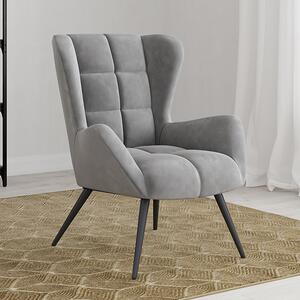 Dalia Velvet Accent Chair With Black Legs In Grey