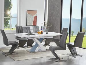 Axara Large Extending Grey Dining Table 8 Gia Grey Chairs