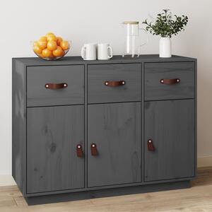 Beyza Pinewood Sideboard With 3 Doors 3 Drawers In Grey