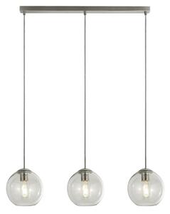 Balls 3 Lights Clear Glass Bar Pendant Light In Chrome