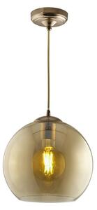 Balls Medium Amber Glass Ceiling Pendant Light In Antique Brass