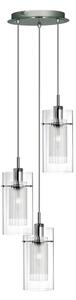 Duo 3 Lights Clear Glass Ceiling Pendant Light In Chrome