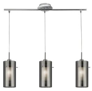 Duo 3 Lights Smoked Glass Bar Ceiling Pendant Light In Chrome