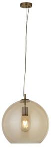 Balls Large Amber Glass Ceiling Pendant Light In Antique Brass