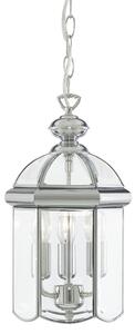 Bevelled 3 Lights Glass Lantern Pendant Light In Chrome