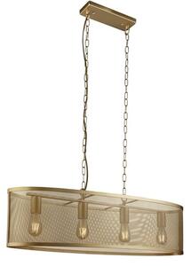 Fishnet Oval 4 Lights Drum Ceiling Pendant Light In Matt Gold