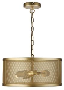 Fishnet 3 Lights Drum Ceiling Pendant Light In Matt Gold