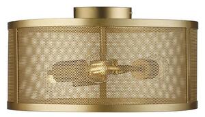 Fishnet 3 Lights Drum Flush Ceiling Light In Matt Gold