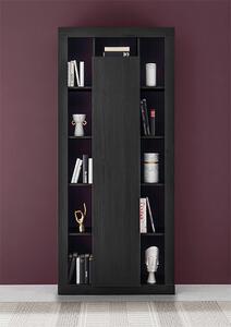 Raya Wooden Bookcase With 1 Door In Black Ash