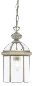 Bevelled 1 Light Glass Lantern Pendant Light In Antique Brass