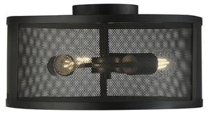 Fishnet 3 Lights Drum Flush Ceiling Light In Matt Black