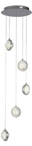 Quartz 5 Lights Bubble Glass Ceiling Pendant Light In Chrome