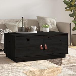 Anicet Pinewood Coffee Table With 2 Doors In Black