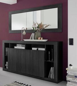 Raya Wooden Sideboard With 3 Doors And Mirror In Black Ash