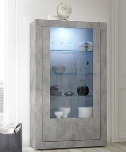 Nitro Display Cabinet In Concrete Effect With 2 Doors And LED