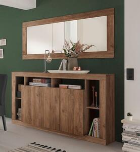 Raya Wooden Sideboard With 3 Doors And Mirror In Mercury