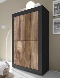 Taylor Wooden Highboard With 4 Doors In Matt Black And Pero