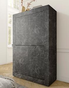 Taylor Wooden Highboard With 4 Doors In Black Marble Effect