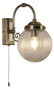 Belvue Clear Globe Shade Wall Light In Antique Brass