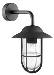 Toronto Outdoor Clear Glass Wall Light In Matt Black