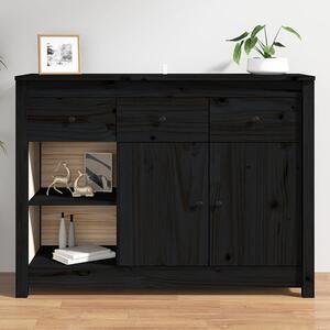 Secia Pinewood Sideboard With 2 Doors 3 Drawers In Black