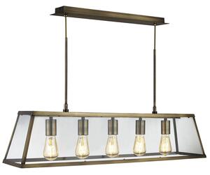 Voyager 5 Lights Clear Glass Bar Pendant Light In Antique Brass