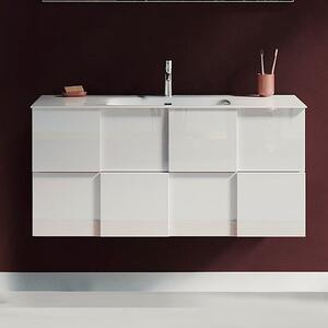 Aleta High Gloss 100cm Wall Vanity Unit And 2 Drawers In White