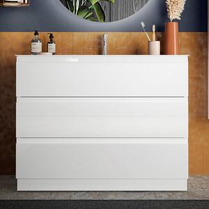 Nitro High Gloss 60cm Floor Vanity Unit With 3 Drawers In White