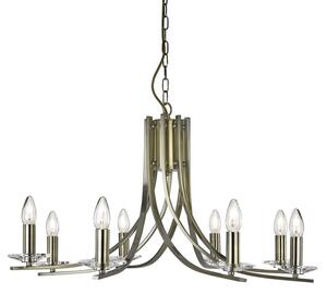 Ascona 8 Lights Clear Glass Pendant Light In Antique Brass