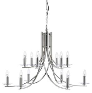 Ascona 12 Lights Clear Glass Pendant Light In Satin Silver