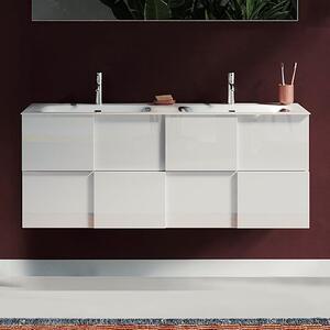 Aleta High Gloss 120cm Wall Vanity Unit And 2 Drawers In White