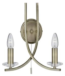 Ascona 2 Lights Clear Glass Wall Light In Antique Brass