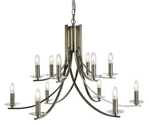 Ascona 12 Lights Clear Glass Pendant Light In Antique Brass