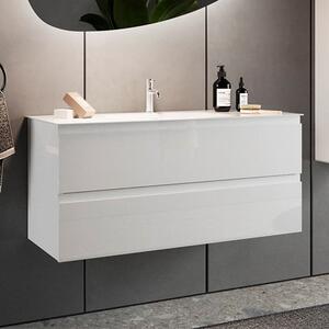 Nitro High Gloss 60cm Wall Vanity Unit With 2 Drawers In White