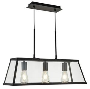 Voyager 3 Lights Clear Glass Bar Pendant Light In Matt Black