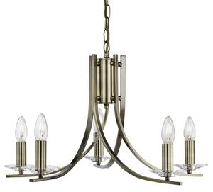 Ascona 5 Lights Clear Glass Pendant Light In Antique Brass