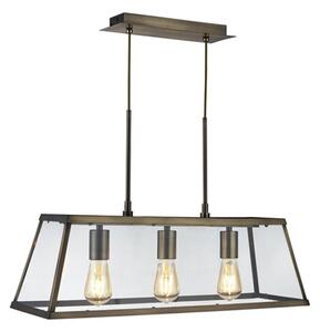 Voyager 3 Lights Clear Glass Bar Pendant Light In Antique Brass