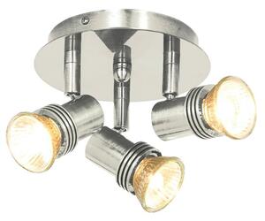 Decco 3 Lights Round Spotlight In Satin Silver